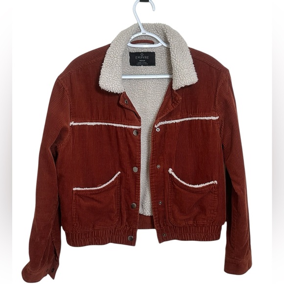 Empyre Jackets & Blazers - Empyre Rust Corduroy Sherpa Trucker Jacket Faux Shearling Lined Size M